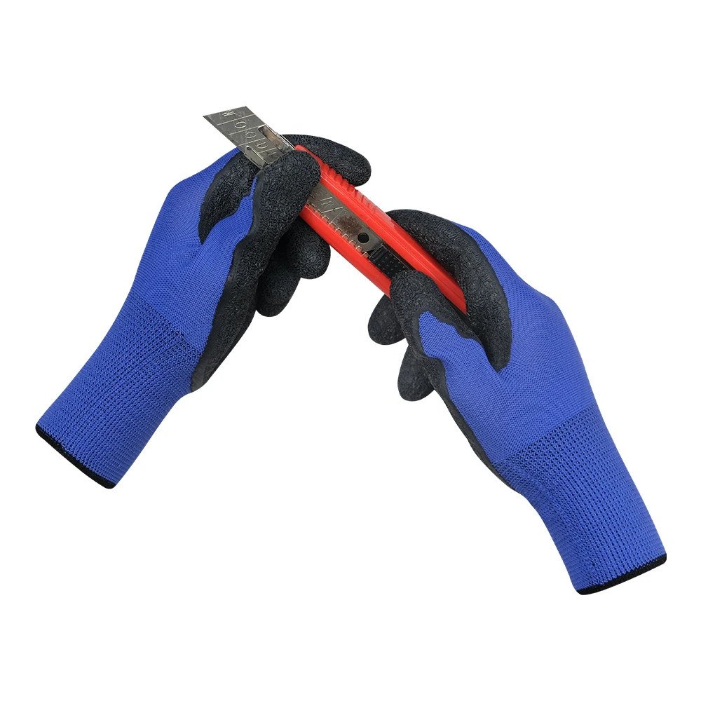 1 Gants demi-enduits en latex noir anti-rides en nylon antidérapant – Image 1