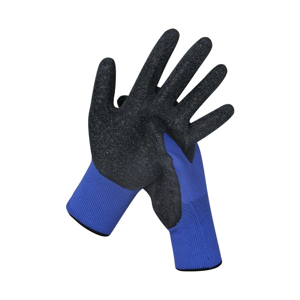 2 Gants demi-enduits en latex noir anti-rides en nylon antidérapant – Image 3