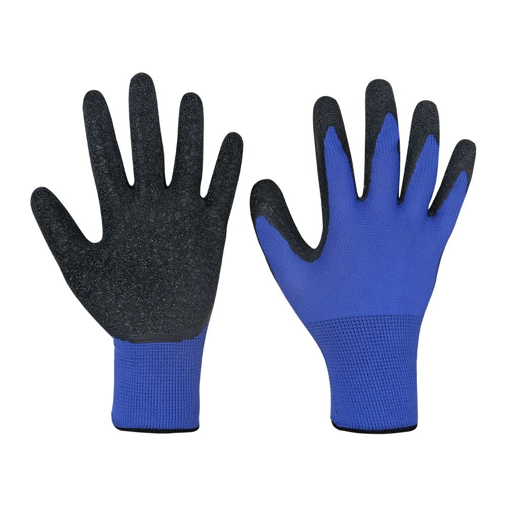 3 Gants demi-enduits en latex noir anti-rides en nylon antidérapant – Image 4
