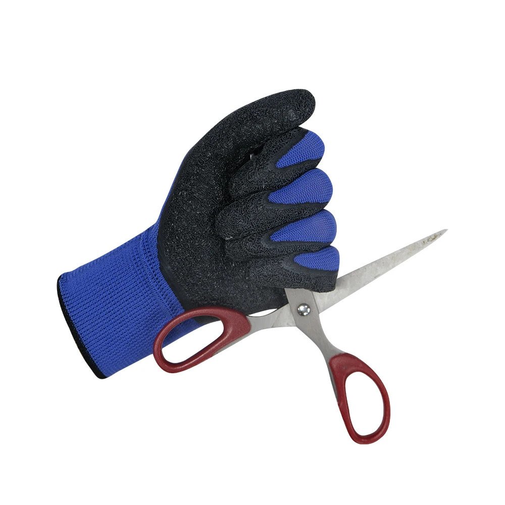 4 Gants demi-enduits en latex noir anti-rides en nylon antidérapant – Image 5