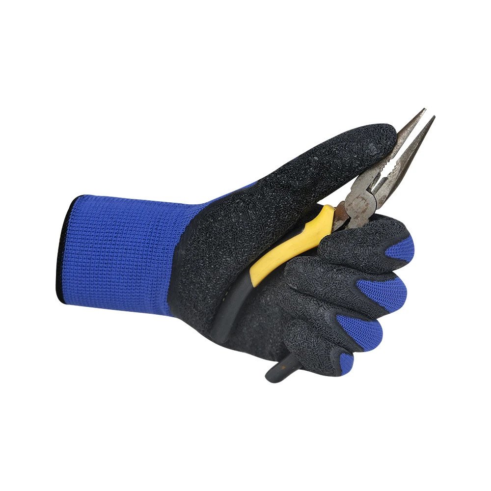 5 Gants demi-enduits en latex noir anti-rides en nylon antidérapant – Image 6